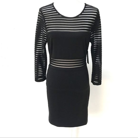 perfect mesh black bodycon dress